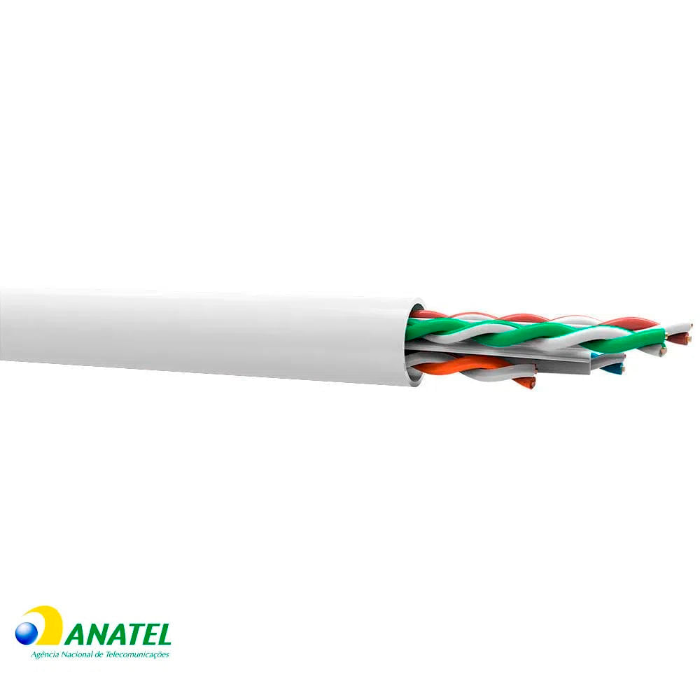 Metro de Cabo de Rede LAN 4PX24AWG CAT6 UTP LSZH -100% Cobre Wec, Branco